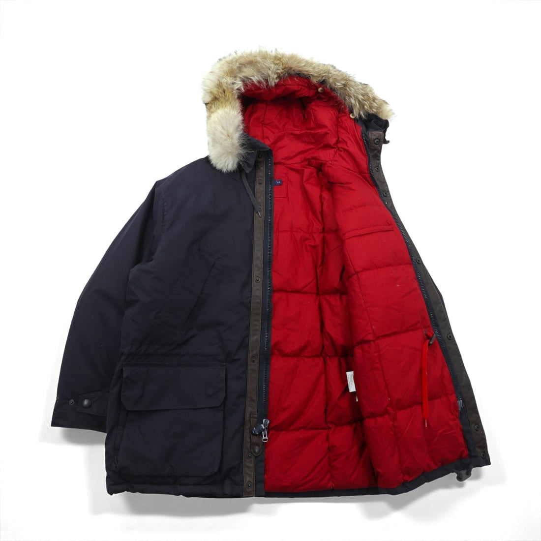 NAUTICA 90s 65/35 Cross N-3B Military Down Jacket, Large, Double Zip Drawcord, Removable Fur