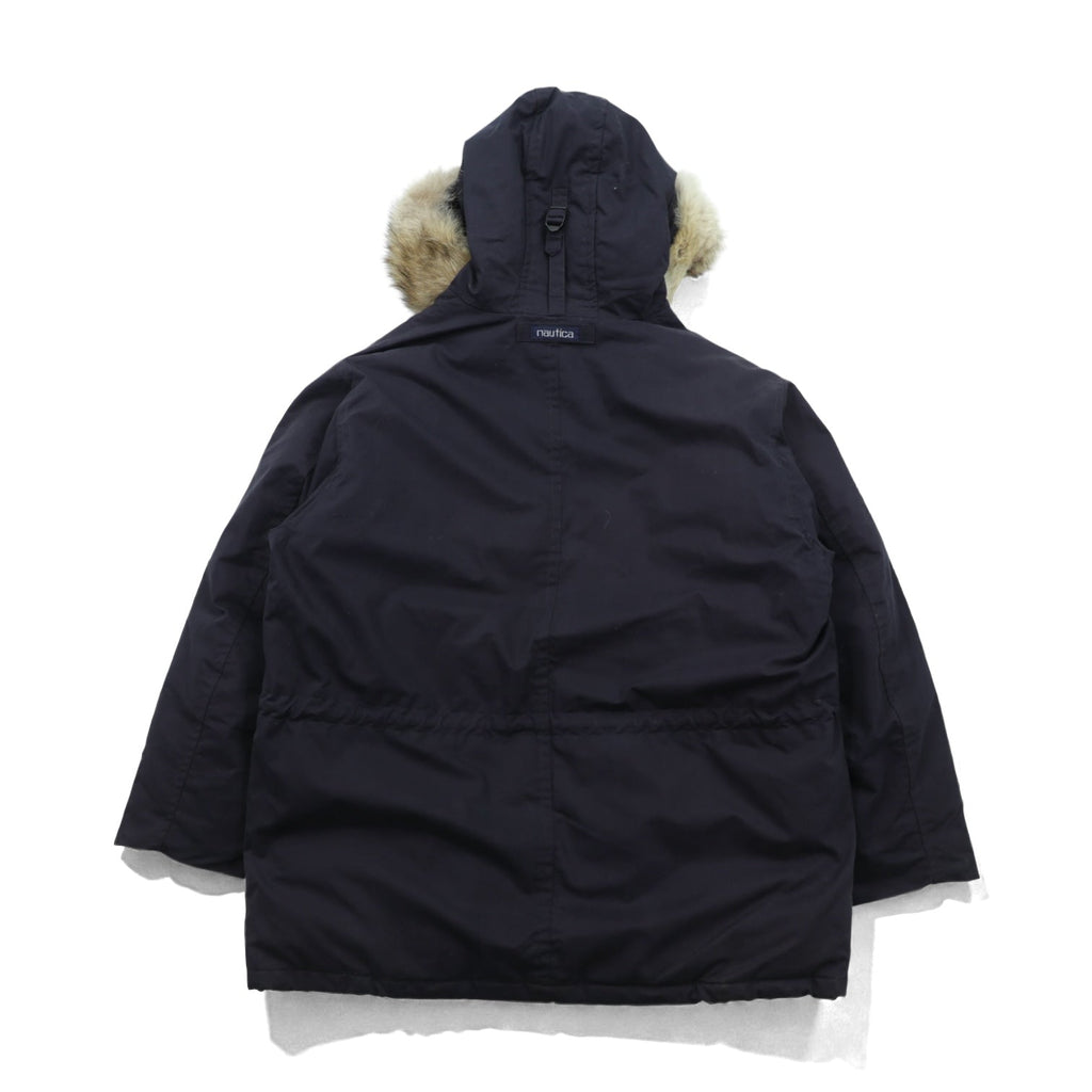 NAUTICA 90年代 65/35クロス N-3B ミリタリー ダウンジャケット L ダブルジップ ドローコード ファー着脱式