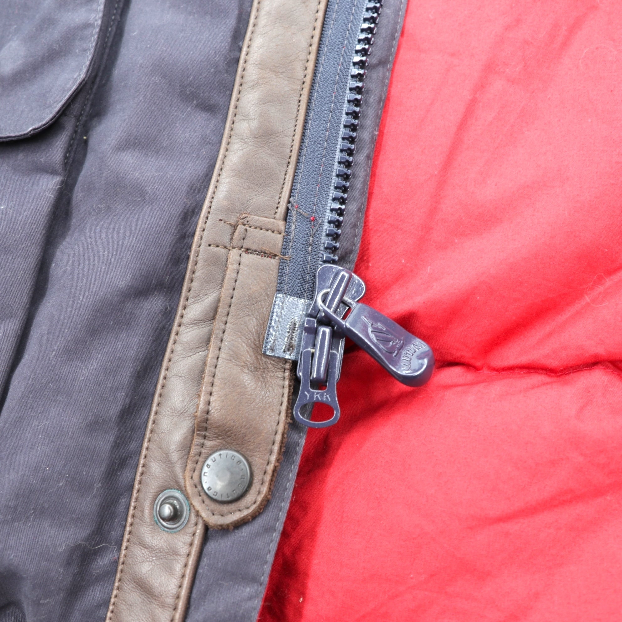 NAUTICA 90年代 65/35クロス N-3B ミリタリー ダウンジャケット L ダブルジップ ドローコード ファー着脱式