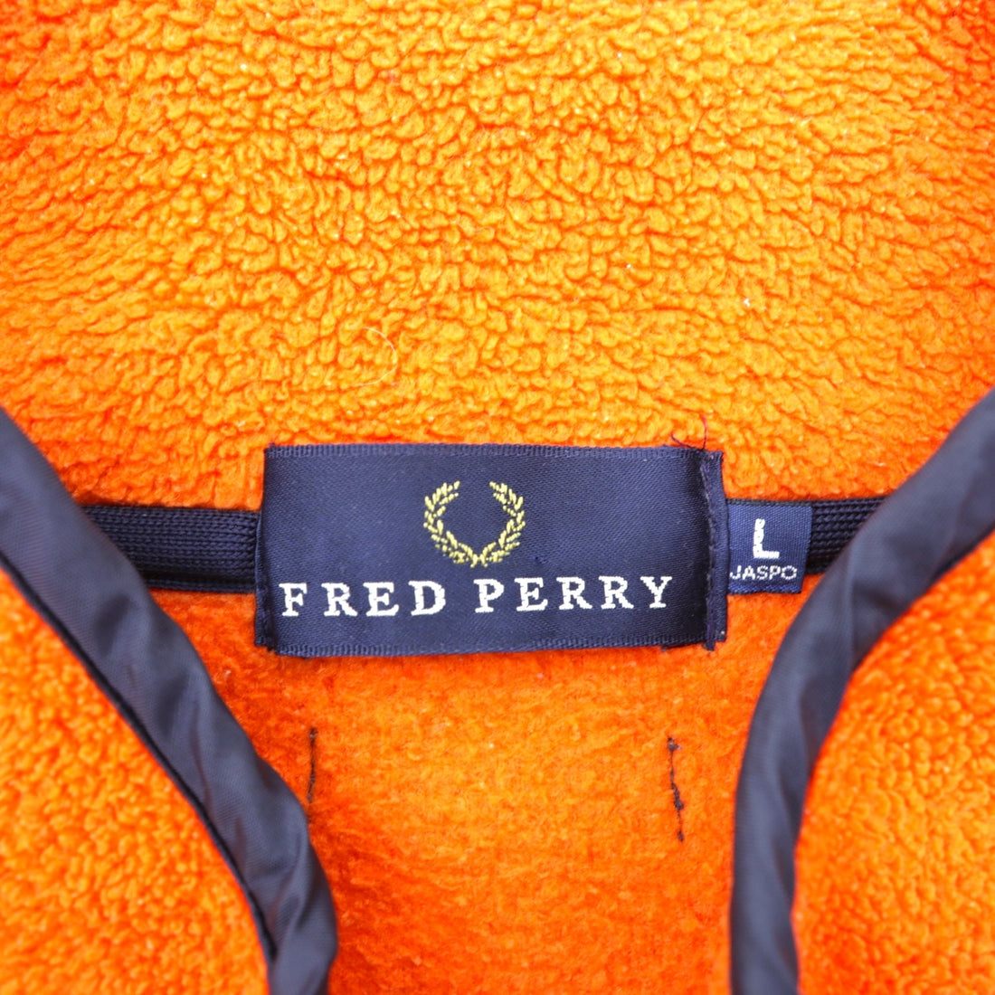 FRED PERRY 90s Full Zip Fleece Jacket L Orange Polyester