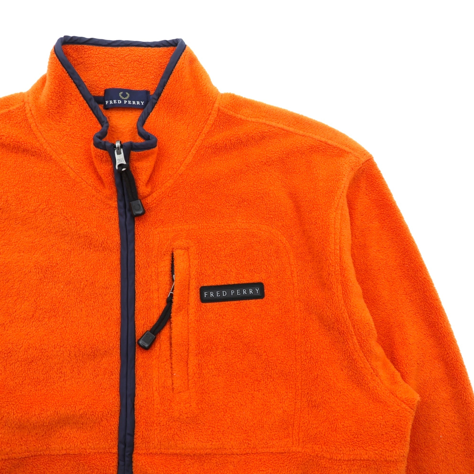 FRED PERRY 90年代 フルジップ フリースジャケット L オレンジ ポリエステル