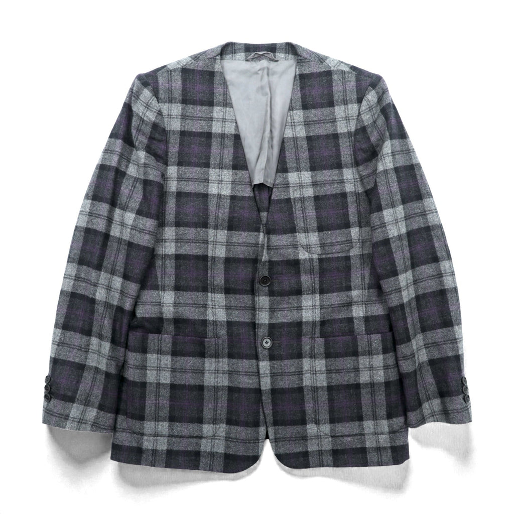 W-D MAN ノーカラー ブレザー ジャケット M チェック イタリア製 UNITED ARROWS 取扱い