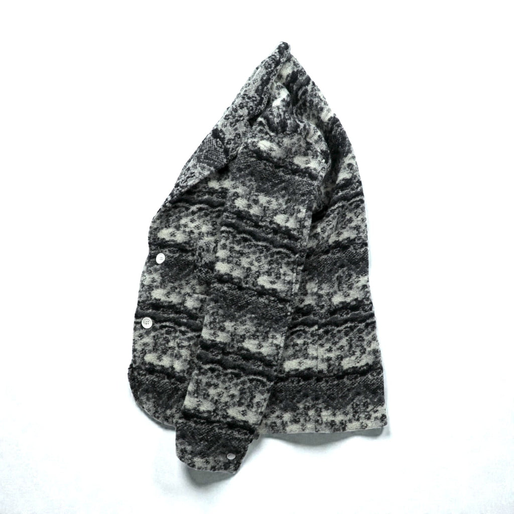 MR.OLIVE ジャガード ニット 総柄 テーラードジャケット ブレザー S グレー ウール M-3359 日本製