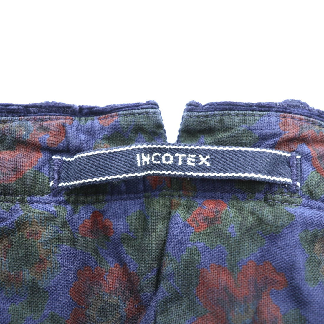 INCOTEX 花柄 コーデュロイ スラックス チノパンツ M ネイビー A20X0 ルーマニア製