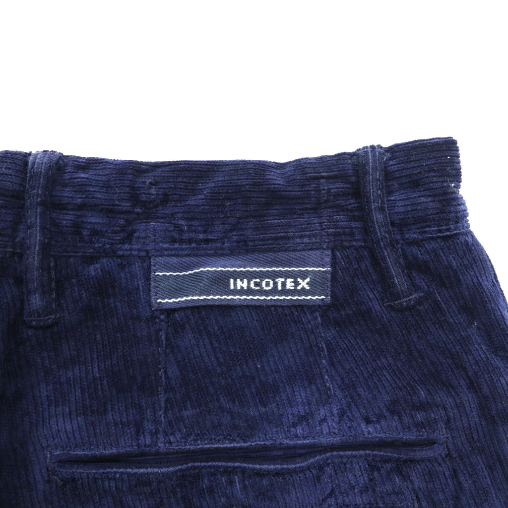 INCOTEX 花柄 コーデュロイ スラックス チノパンツ M ネイビー A20X0 ルーマニア製