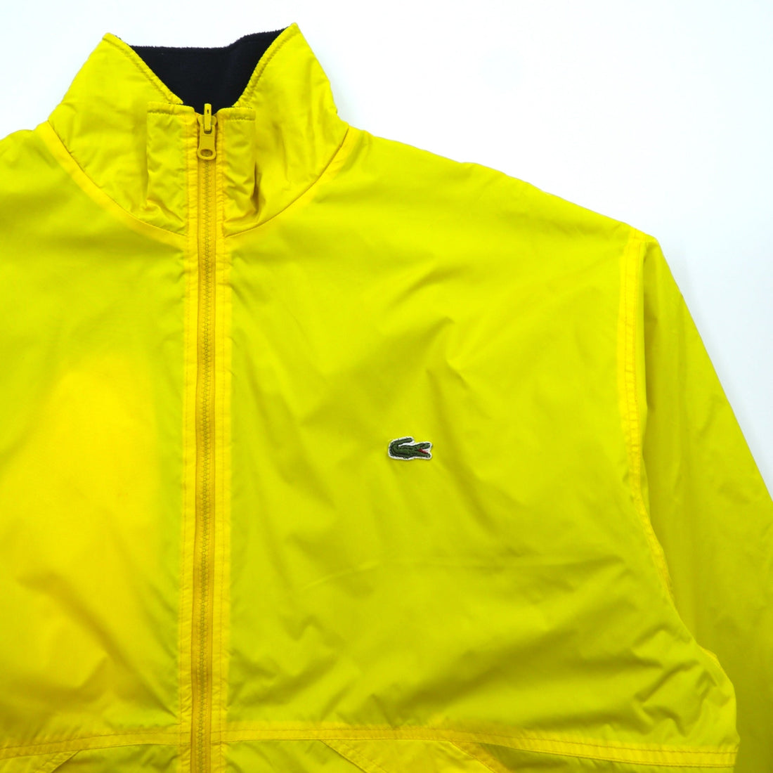 LACOSTE 90s Reversible Nylon Jacket with Fleece, XL Drawcord, Zip-Up, and Stand Collar