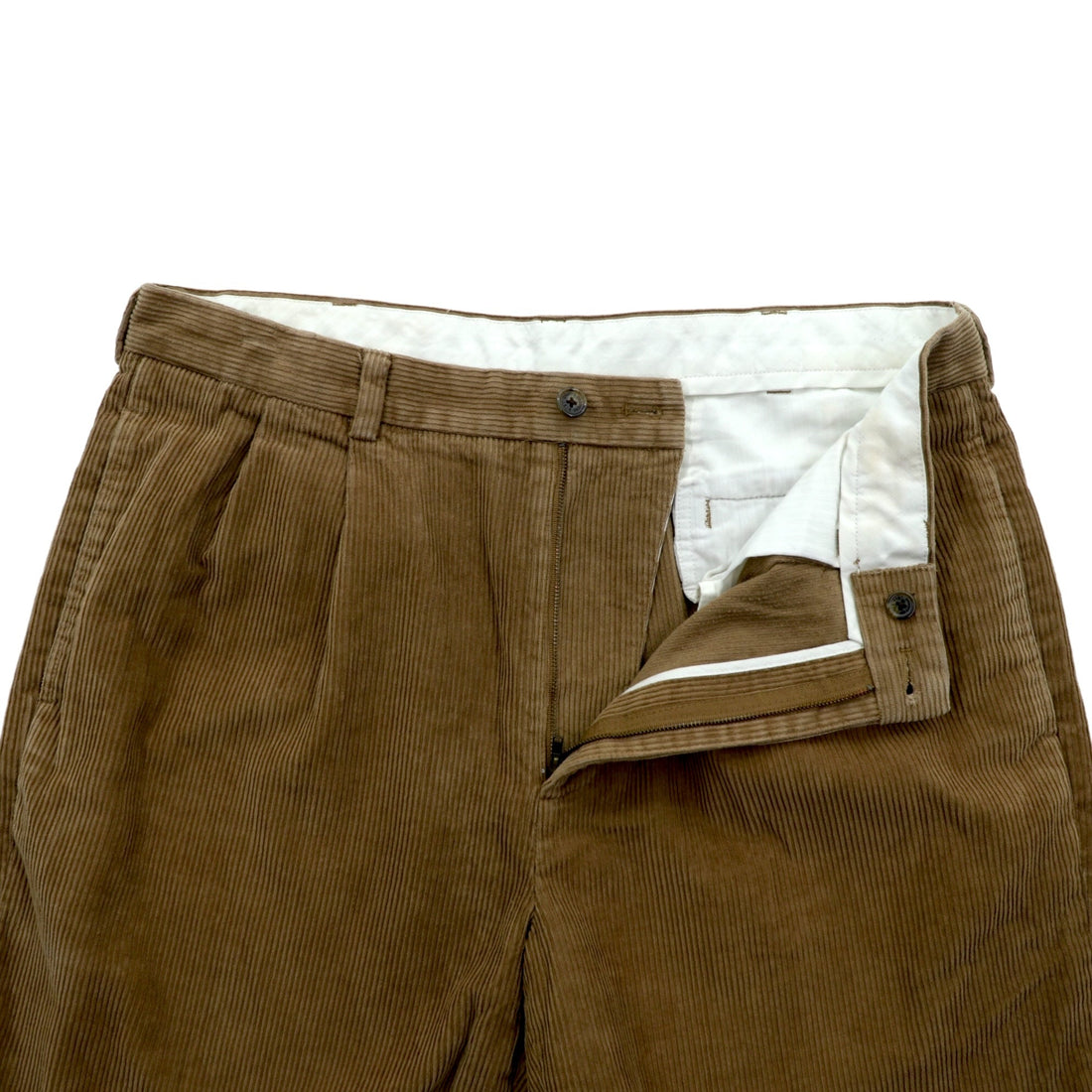 Brooks Brothers 2タック ワイド コーデュロイ チノパンツ スラックス L ブラウン コットン