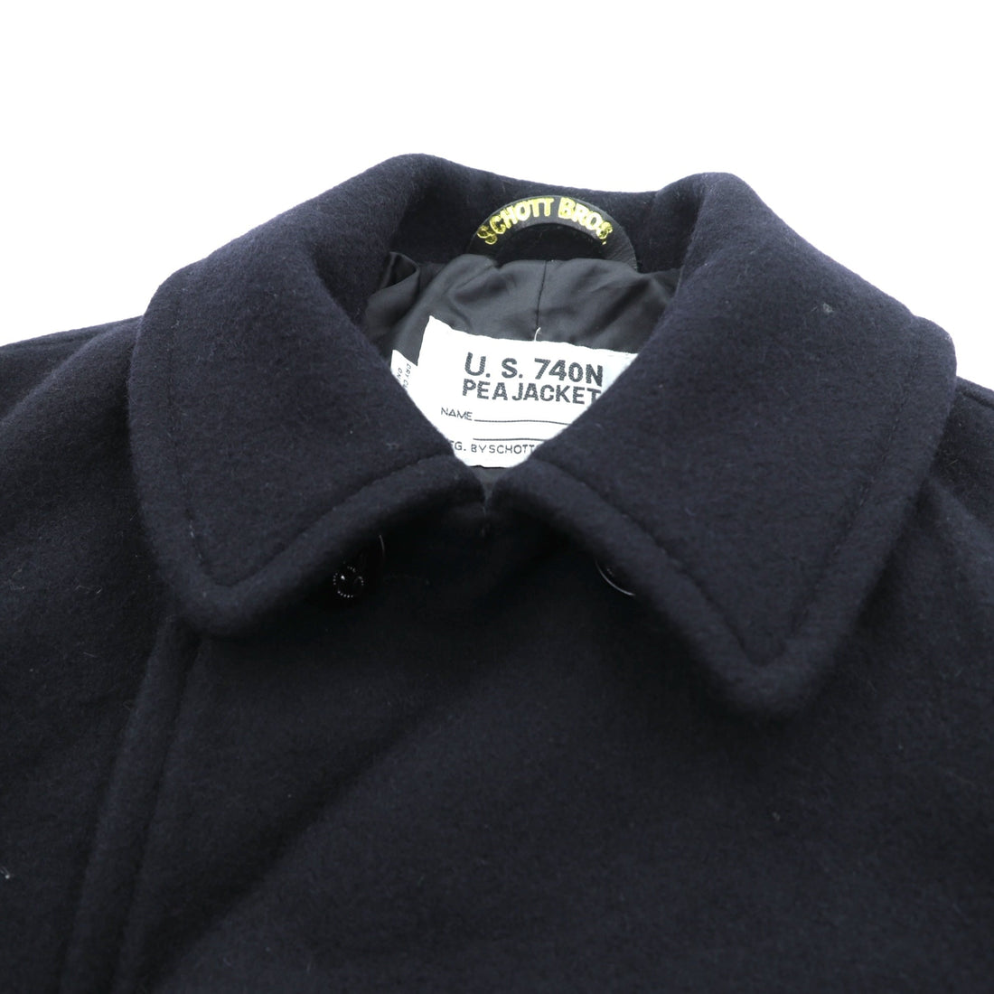 Schott Made in USA 10-Button Pea Coat, Medium, Navy Wool, U.S.740N, Style No. 7118