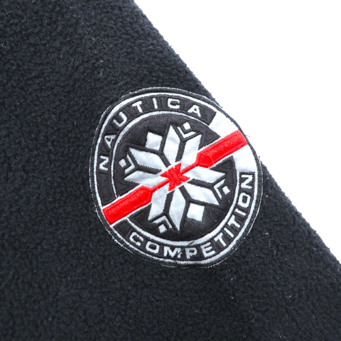 NAUTICA 00s Full Zip Fleece Jacket XL Black Stand Collar COMPETITION Back Logo Embroidery
