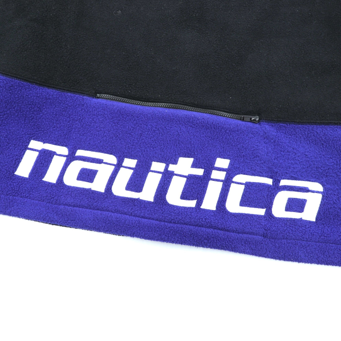 NAUTICA 00s Full Zip Fleece Jacket XL Black Stand Collar COMPETITION Back Logo Embroidery