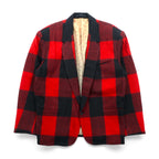 90s Japan Vintage Blazer バッファローチェック ツイード 1B テーラードジャケット ブレザー M レッド ウール 裏地 ペイズリー柄 INO 日本製