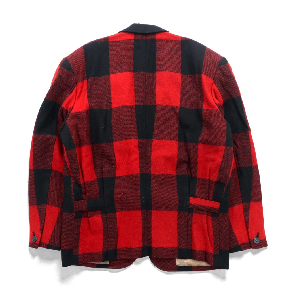 90s Japan Vintage Blazer バッファローチェック ツイード 1B テーラードジャケット ブレザー M レッド ウール 裏地 ペイズリー柄 INO 日本製