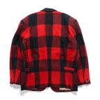 90s Japan Vintage Blazer バッファローチェック ツイード 1B テーラードジャケット ブレザー M レッド ウール 裏地 ペイズリー柄 INO 日本製