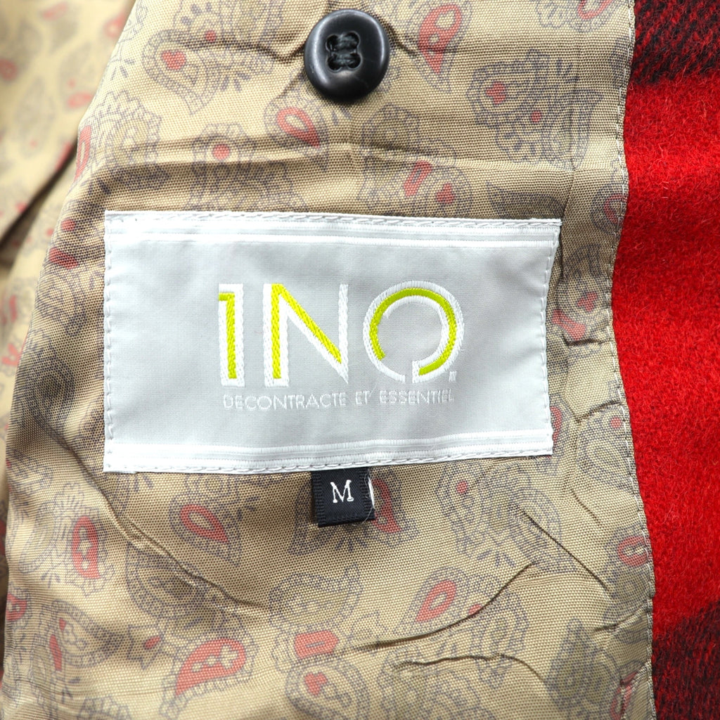 90s Japan Vintage Blazer バッファローチェック ツイード 1B テーラードジャケット ブレザー M レッド ウール 裏地 ペイズリー柄 INO 日本製