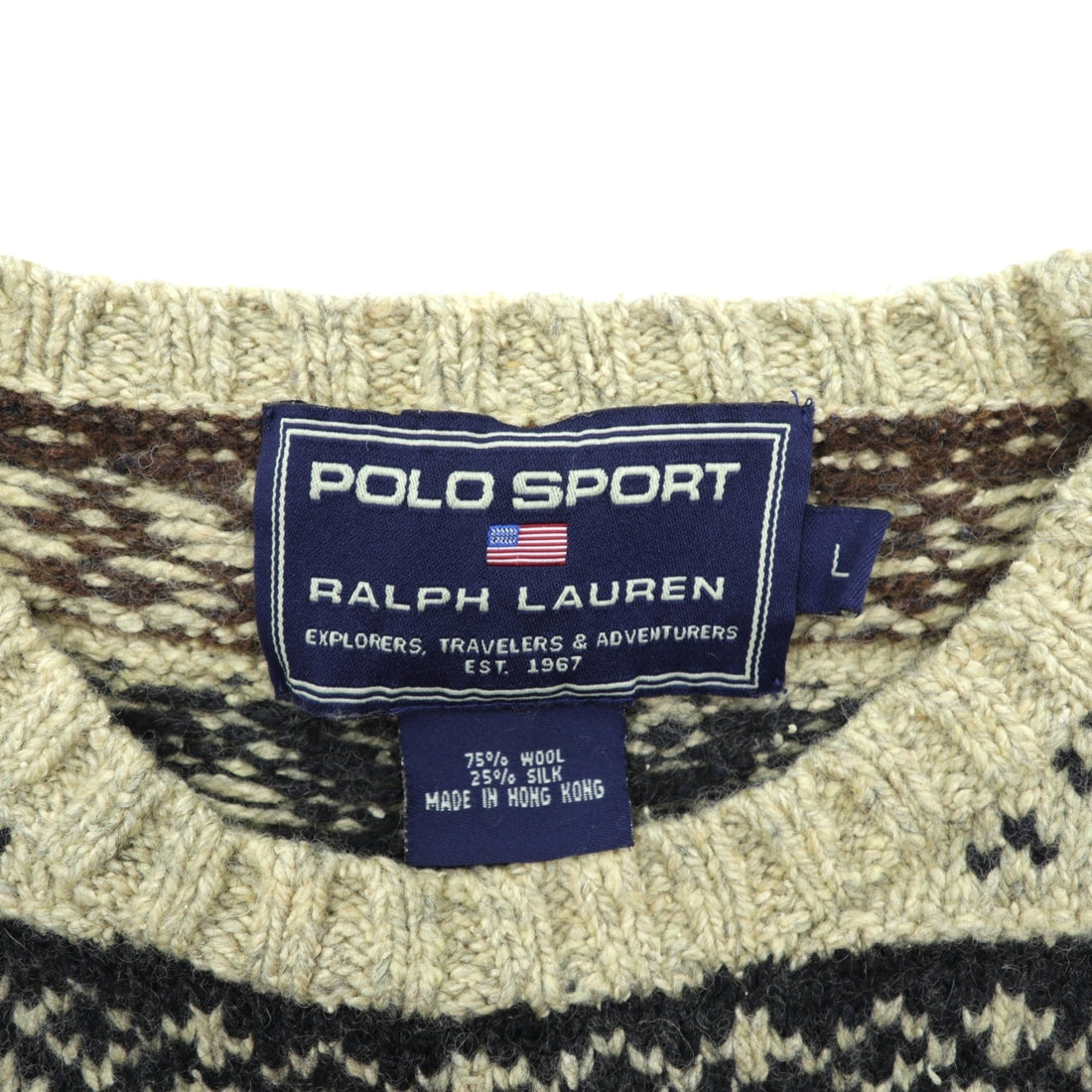 POLO SPORT RALPH LAUREN 90年代 ノルディック柄 ニット セーター L ウール シルク混 バーズアイ