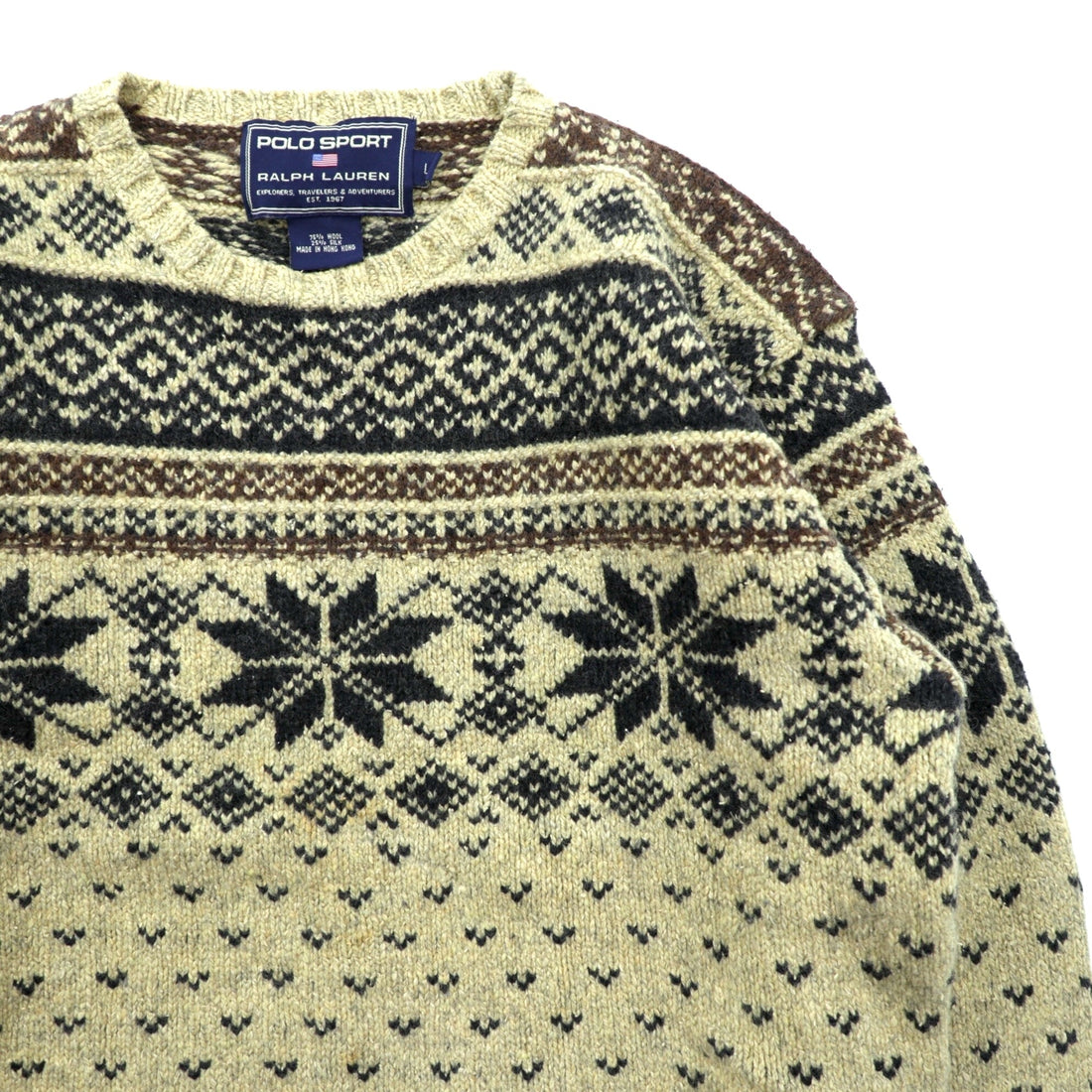 POLO SPORT RALPH LAUREN 90年代 ノルディック柄 ニット セーター L ウール シルク混 バーズアイ