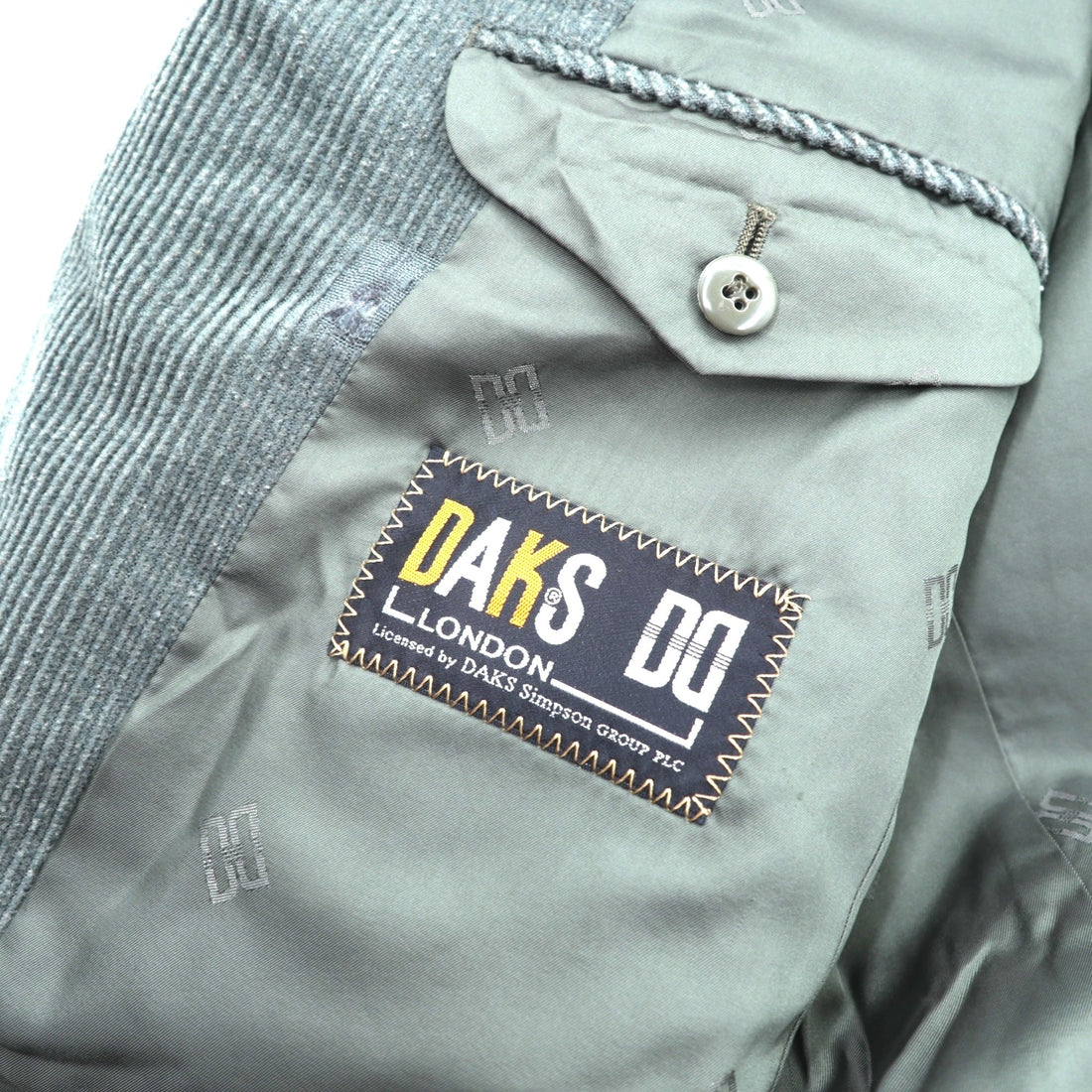 DAKS 80s Made in Japan Wool Corduroy 2B Tailored Jacket Blue Leather M Khaki