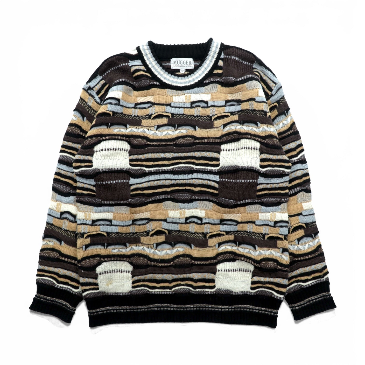 MUGGER 90年代 ヴィンテージ 3D ニット セーター M マルチカラー アクリル
