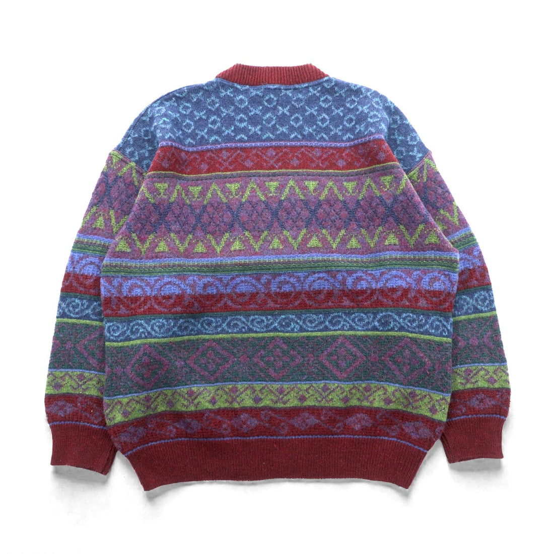 90s Italy Vintage Jacquard Knitwear by Giorgio Allan Allover Pattern Fair Isle Knit Sweater, XL, Wool and Alpaca Blend, Made in