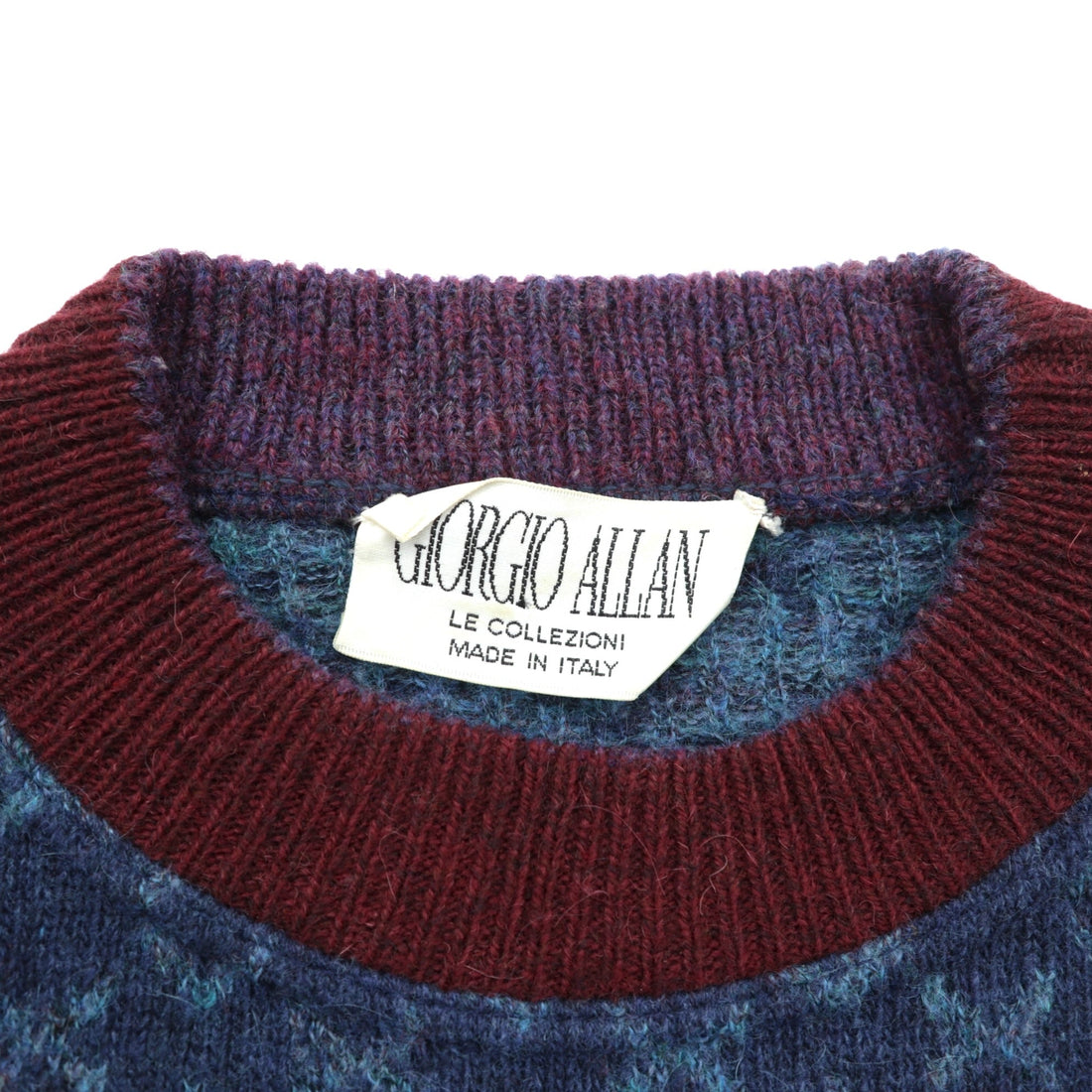 90s Italy Vintage Jacquard Knitwear by Giorgio Allan Allover Pattern Fair Isle Knit Sweater, XL, Wool and Alpaca Blend, Made in