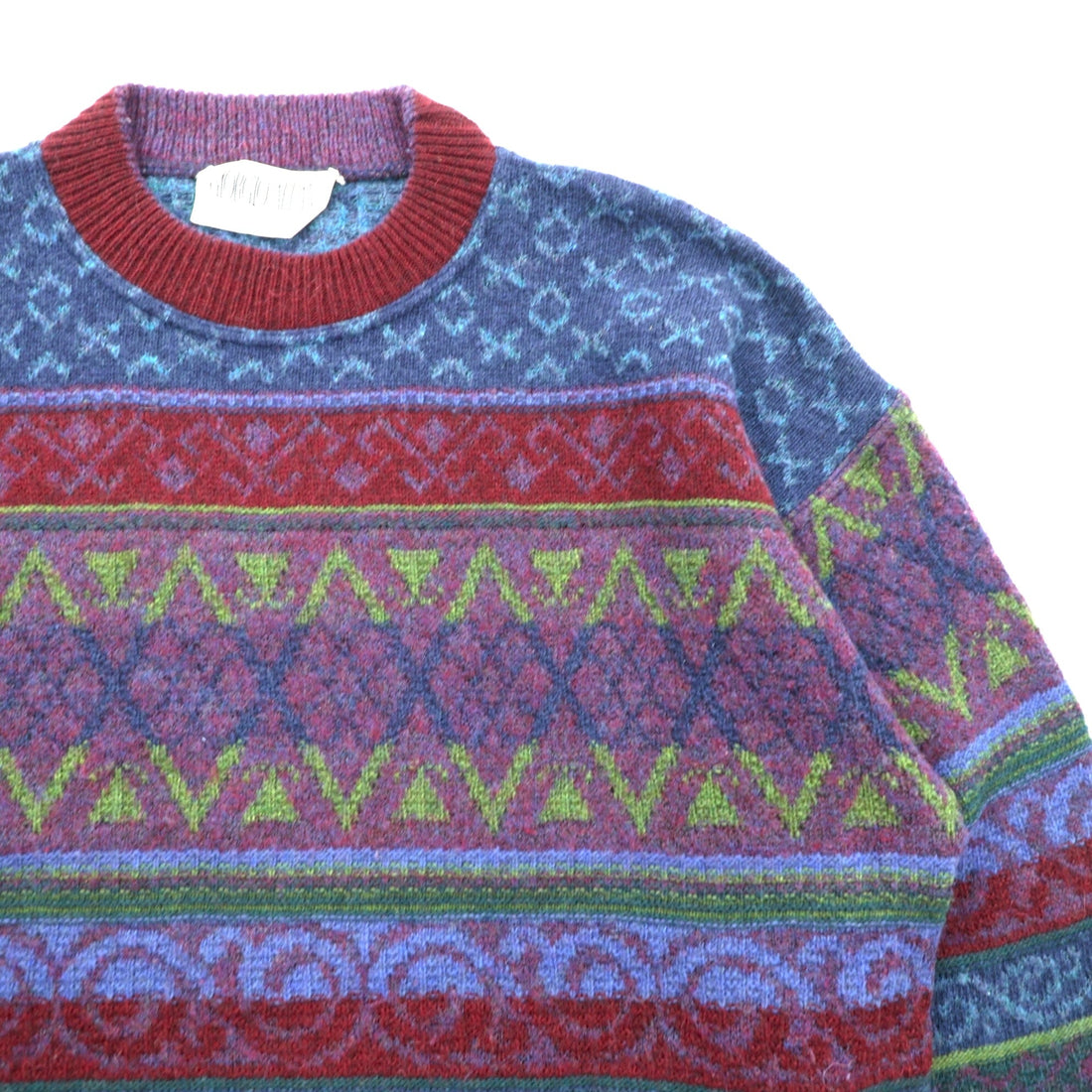 90s Italy Vintage Jacquard Knitwear by Giorgio Allan Allover Pattern Fair Isle Knit Sweater, XL, Wool and Alpaca Blend, Made in