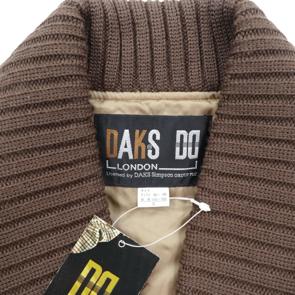 DAKS 90年代 日本製 ショールカラー リブ ブルゾン S ウール ガンクラブチェック くるみボタン 未使用品