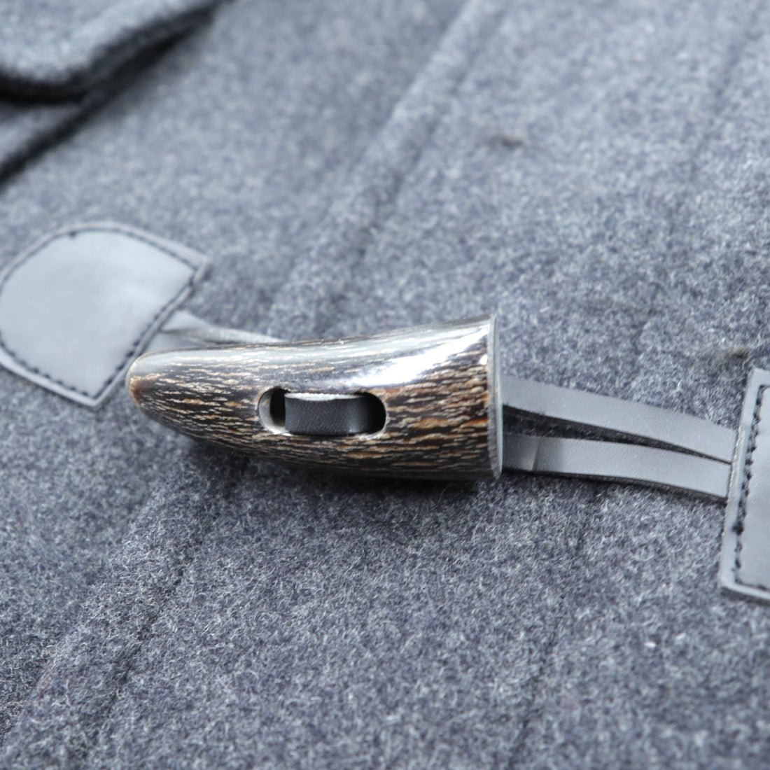 BARNEYS NEW YORK Duffle Coat, XL, Gray Wool, Toggle Button, Hooded