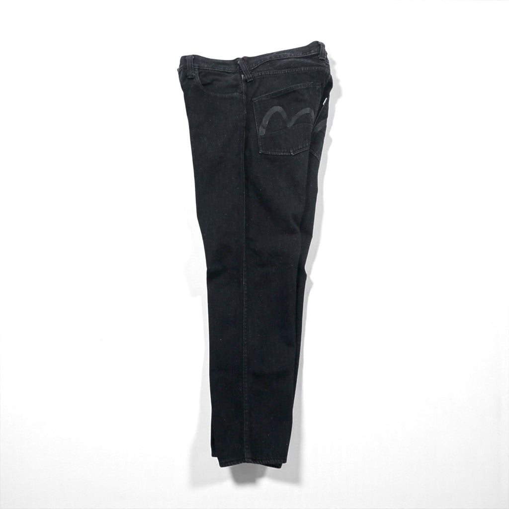 EVISU 日本製 ブラック デニムパンツ ジーンズ M テーパード 5020 カモメペイント
