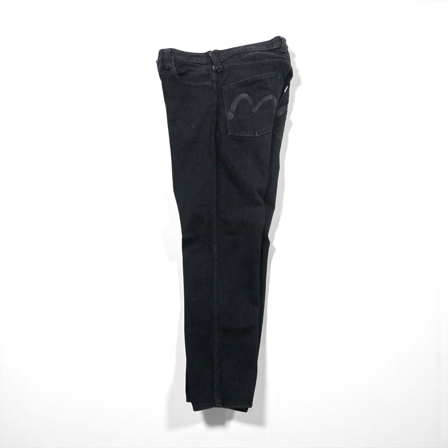 EVISU 日本製 ブラック デニムパンツ ジーンズ M テーパード 5020 カモメペイント