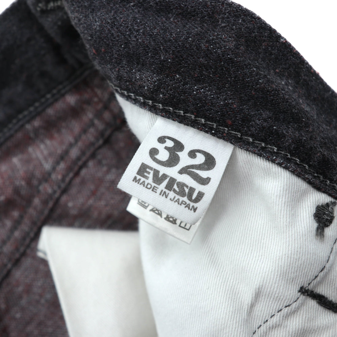 EVISU Made in Japan Black Denim Pants Jeans Medium Tapered 5020 Seagull Paint