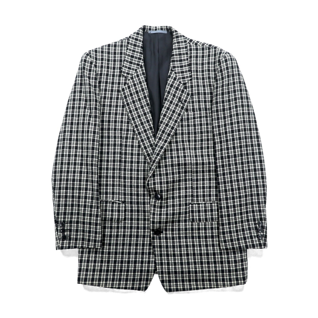 Corpus Christi ツイード 2B テーラードジャケット ブレザー L ブラック ウール タータンチェック
