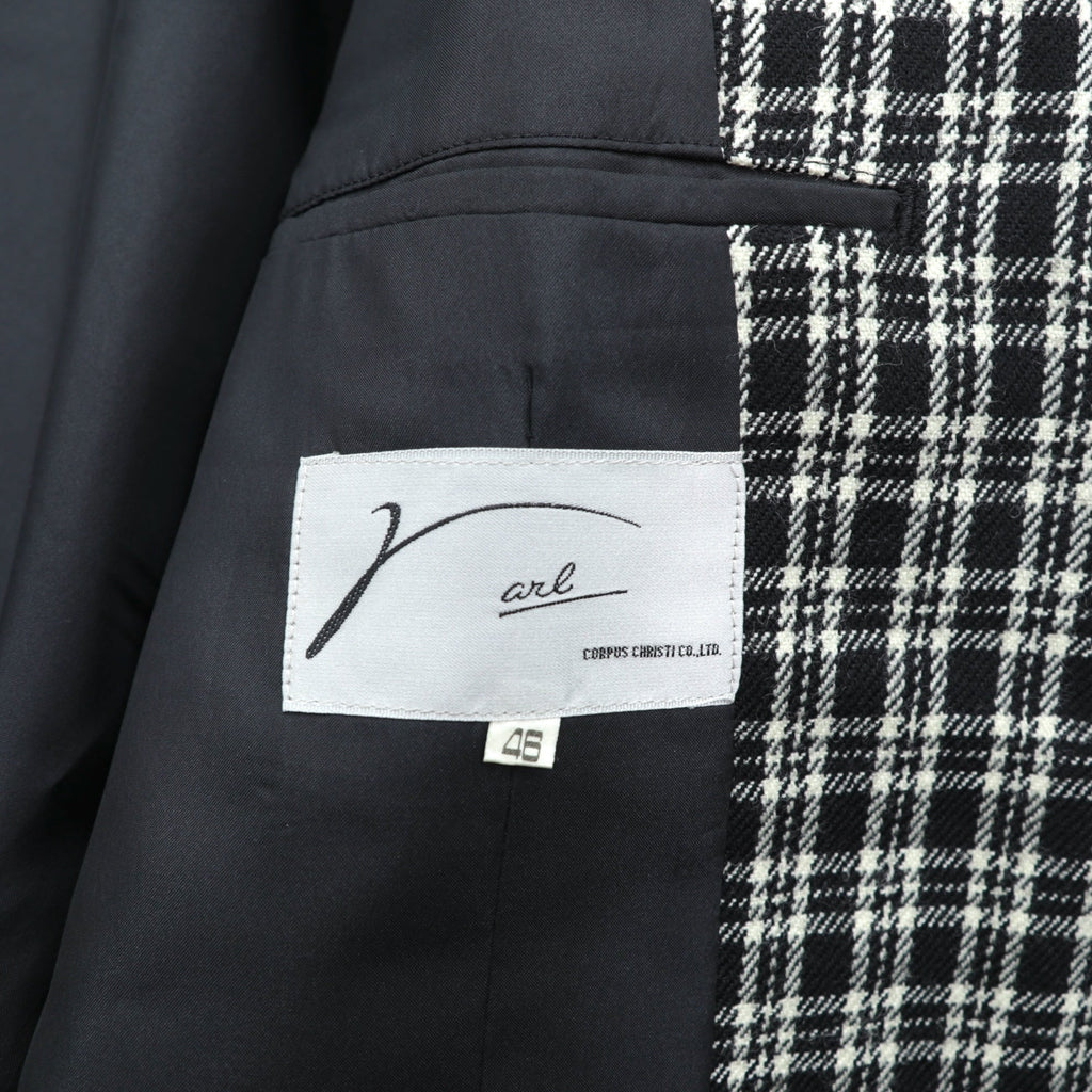 Corpus Christi ツイード 2B テーラードジャケット ブレザー L ブラック ウール タータンチェック