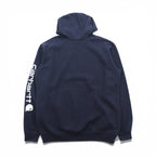 carhartt プルオーバー パーカー L ネイビー 裏起毛 カンガルーポケット 袖ロゴ K288
