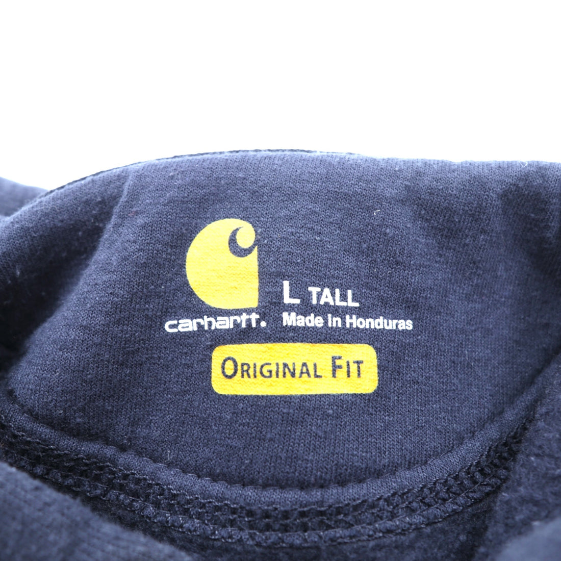 Carhartt Pullover Hoodie L Navy Fleece Lined Kangaroo Pocket Sleeve Logo K288