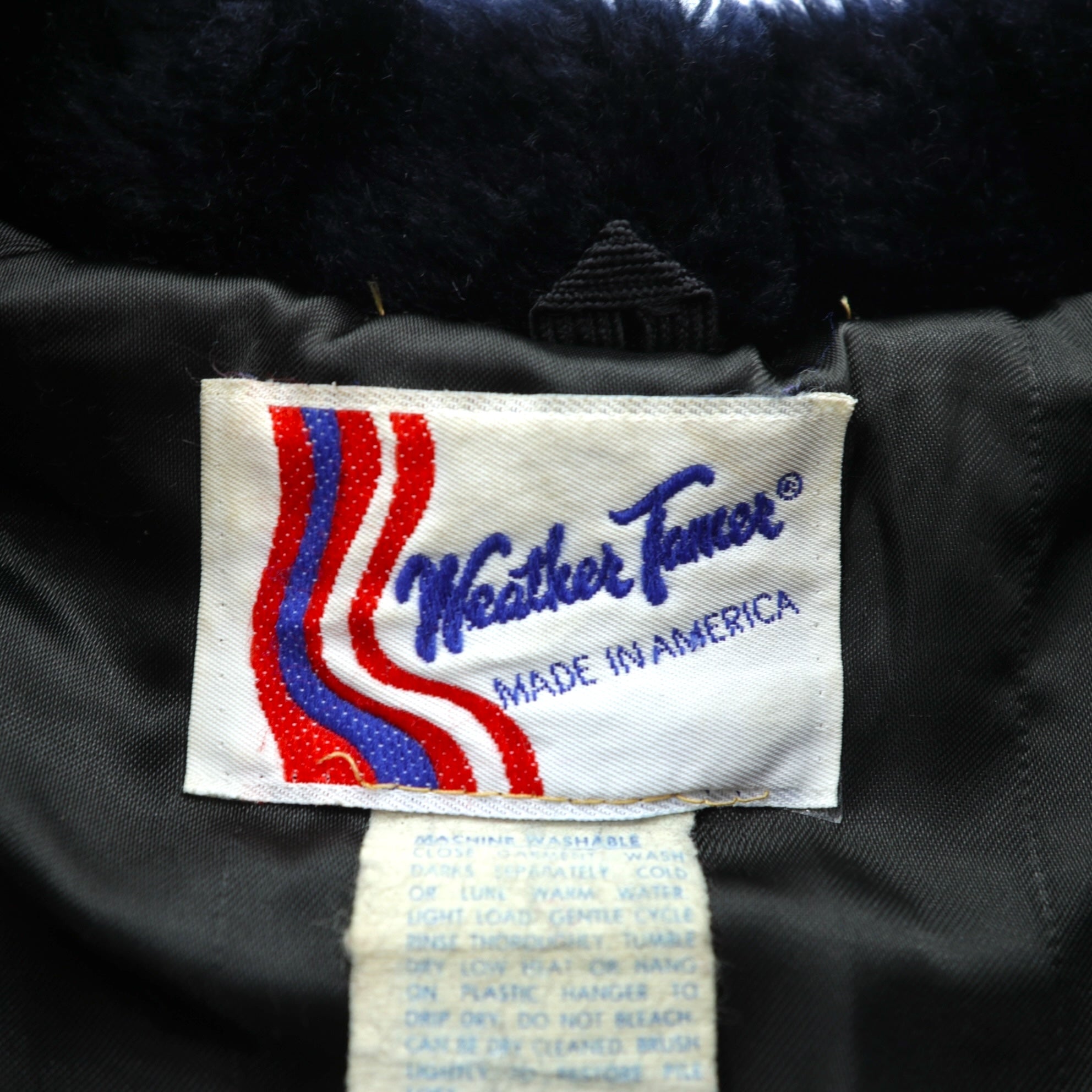 Weather Tamer 80年代 USA製 ヴィンテージ アクリルファー 短丈 フリースジャケット L ネイビー クロップド IDEALジップ