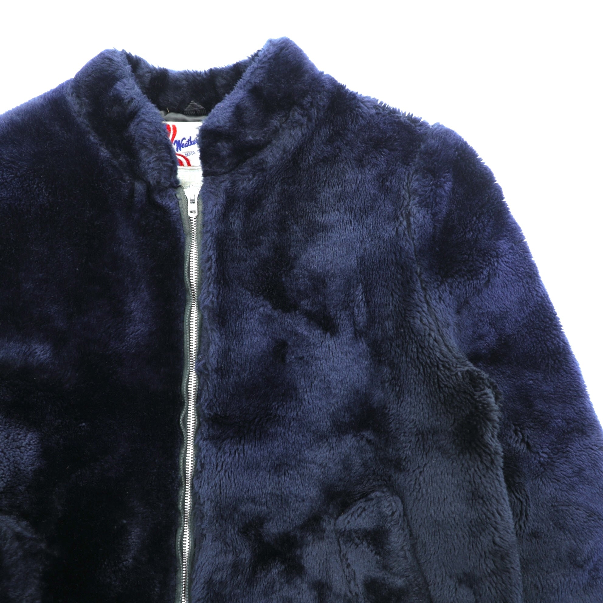 Weather Tamer 80年代 USA製 ヴィンテージ アクリルファー 短丈 フリースジャケット L ネイビー クロップド IDEALジップ