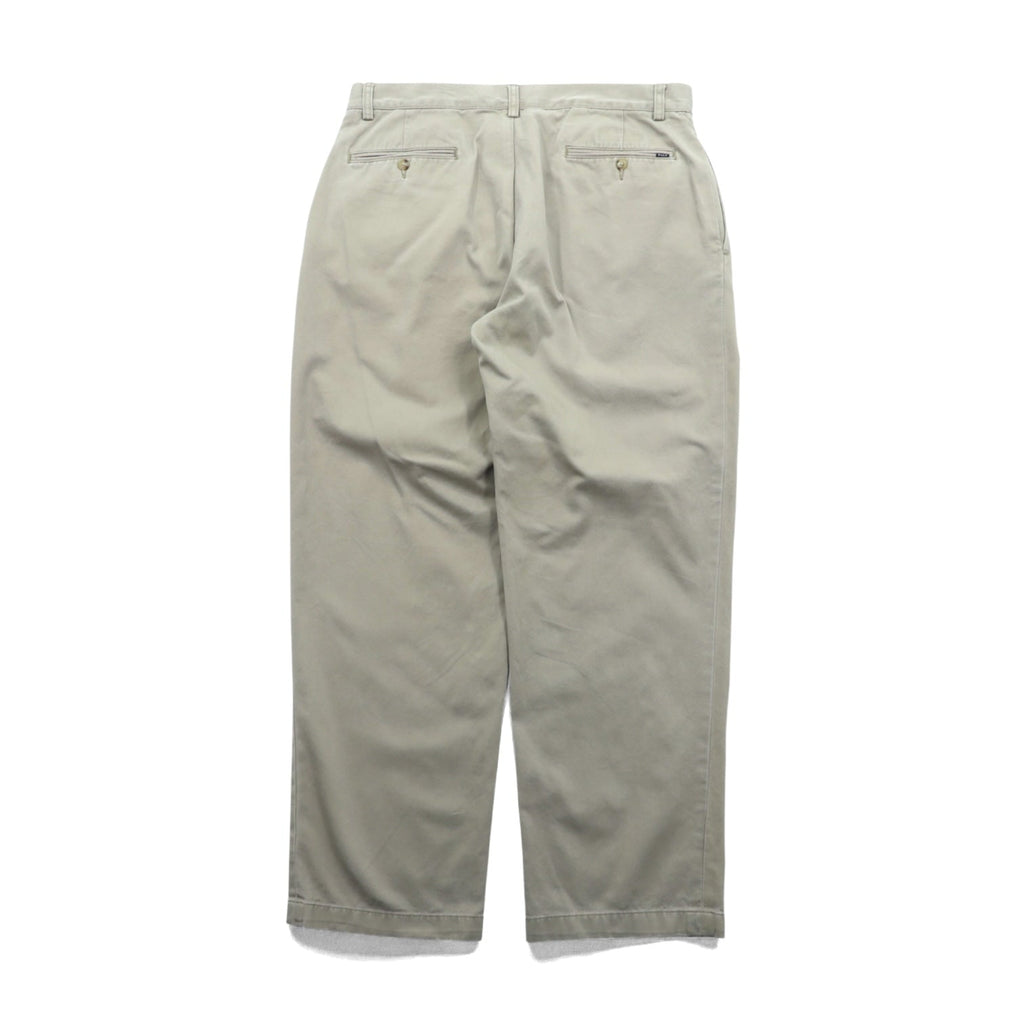 Polo Ralph Lauren ポロチノ 2タック ワイド テーパード チノパンツ スラックス L ベージュ プリーツ CLASSIC FIT PLEATED