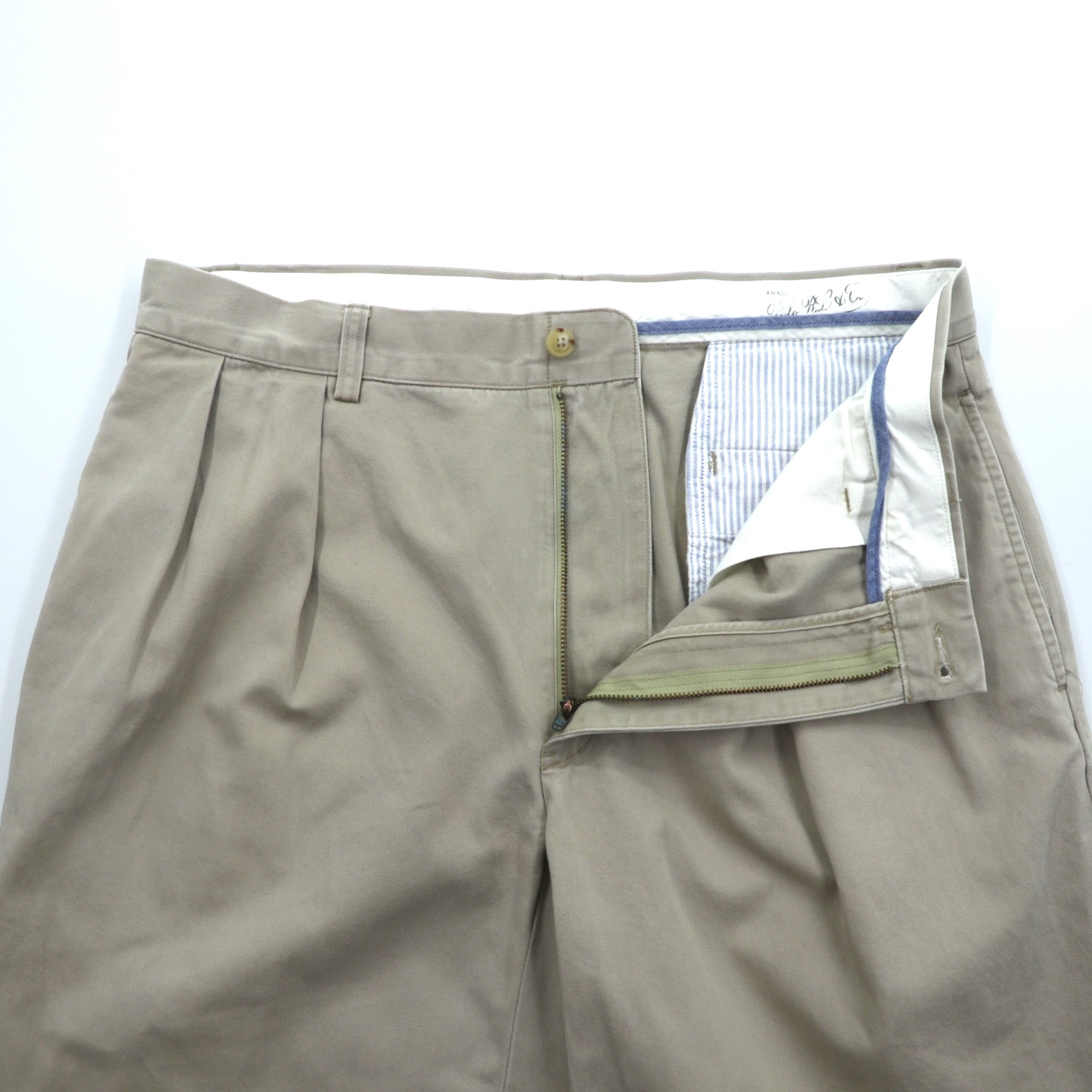 Polo Ralph Lauren ポロチノ 2タック ワイド テーパード チノパンツ スラックス L ベージュ プリーツ CLASSIC FIT PLEATED