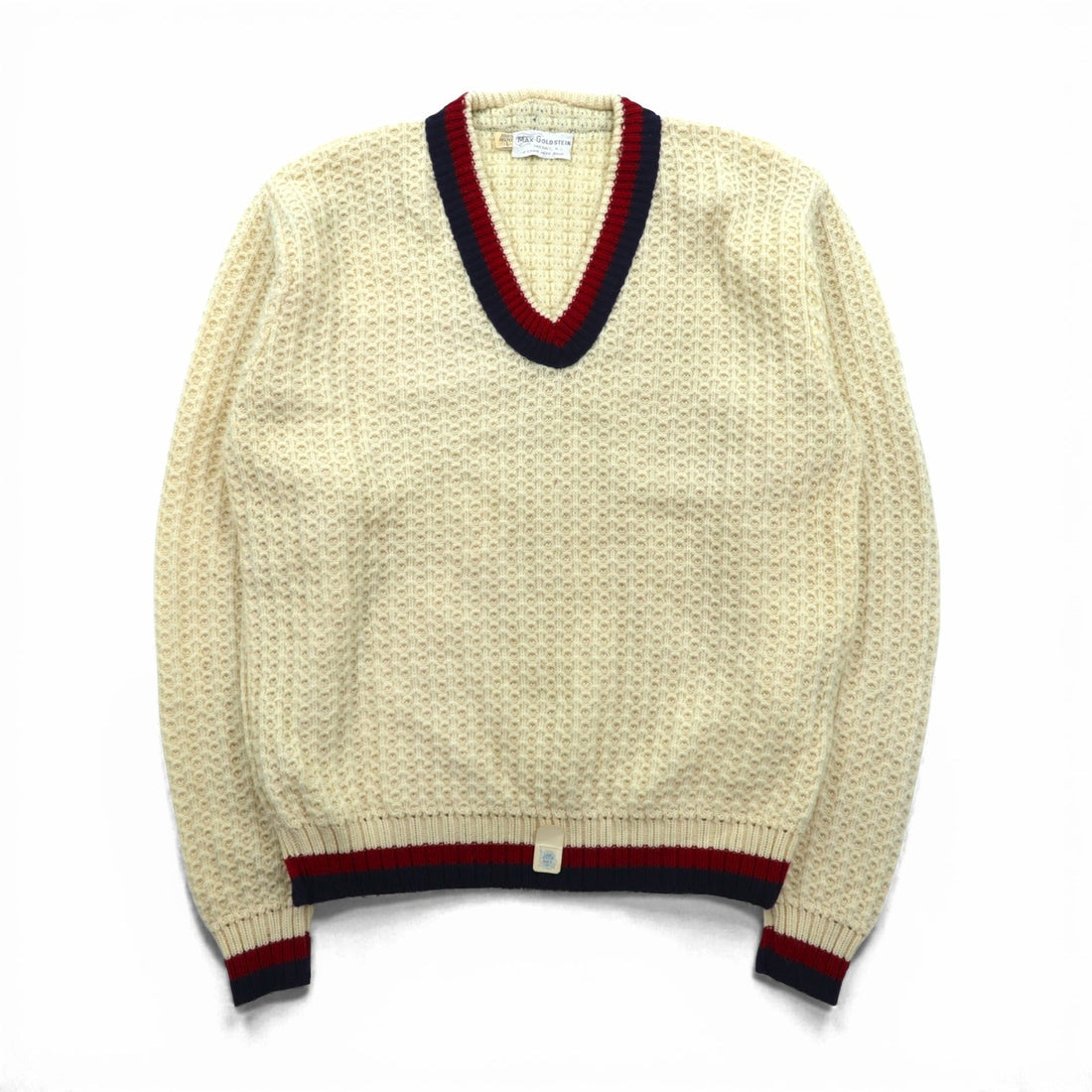 60s USA UNION MADE Vintage Knitweat ワッフル編み チルデン ニット セーター L 生成り ナチュラル ウール MAX-GOLDSTEIN Lord Jeff Knit 60年代 USA製