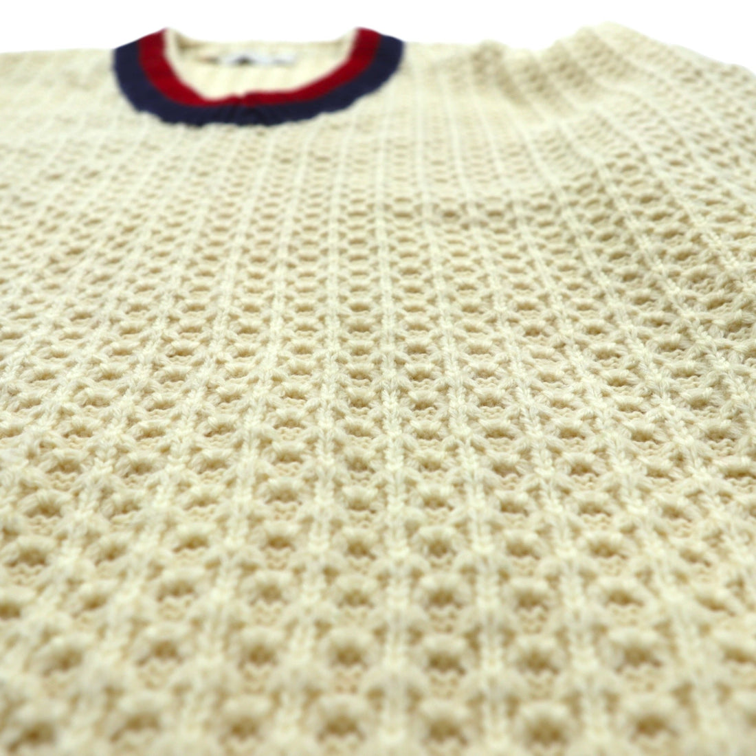 60s USA UNION MADE Vintage Knitwear Waffle Knit Tillden Sweater, Size L, Natural Wool, Max-Goldstein, Lord Jeff Knit, 60s, in