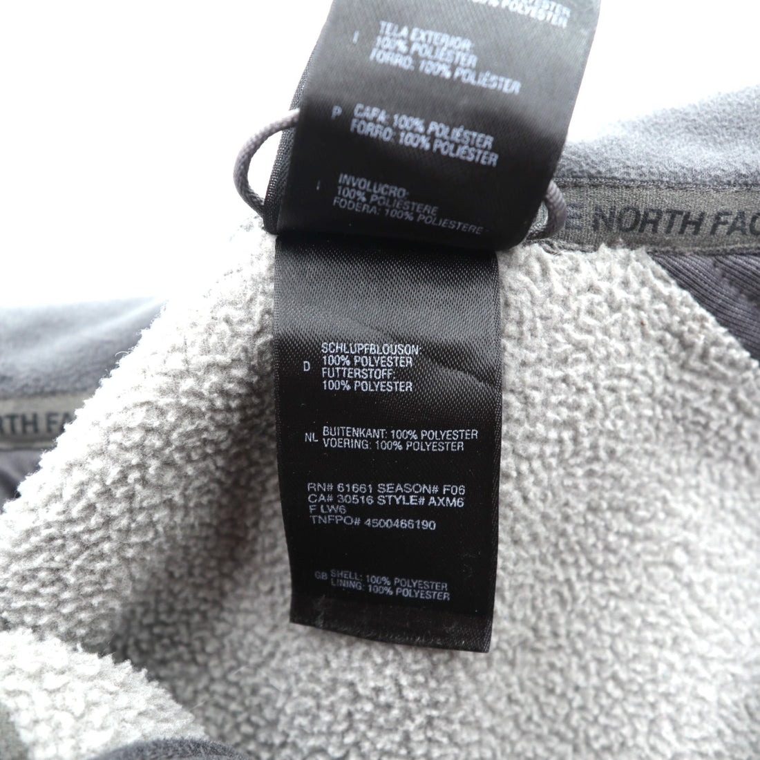 THE NORTH FACE Full Zip Fleece Jacket M Gray Stand Collar AXM6