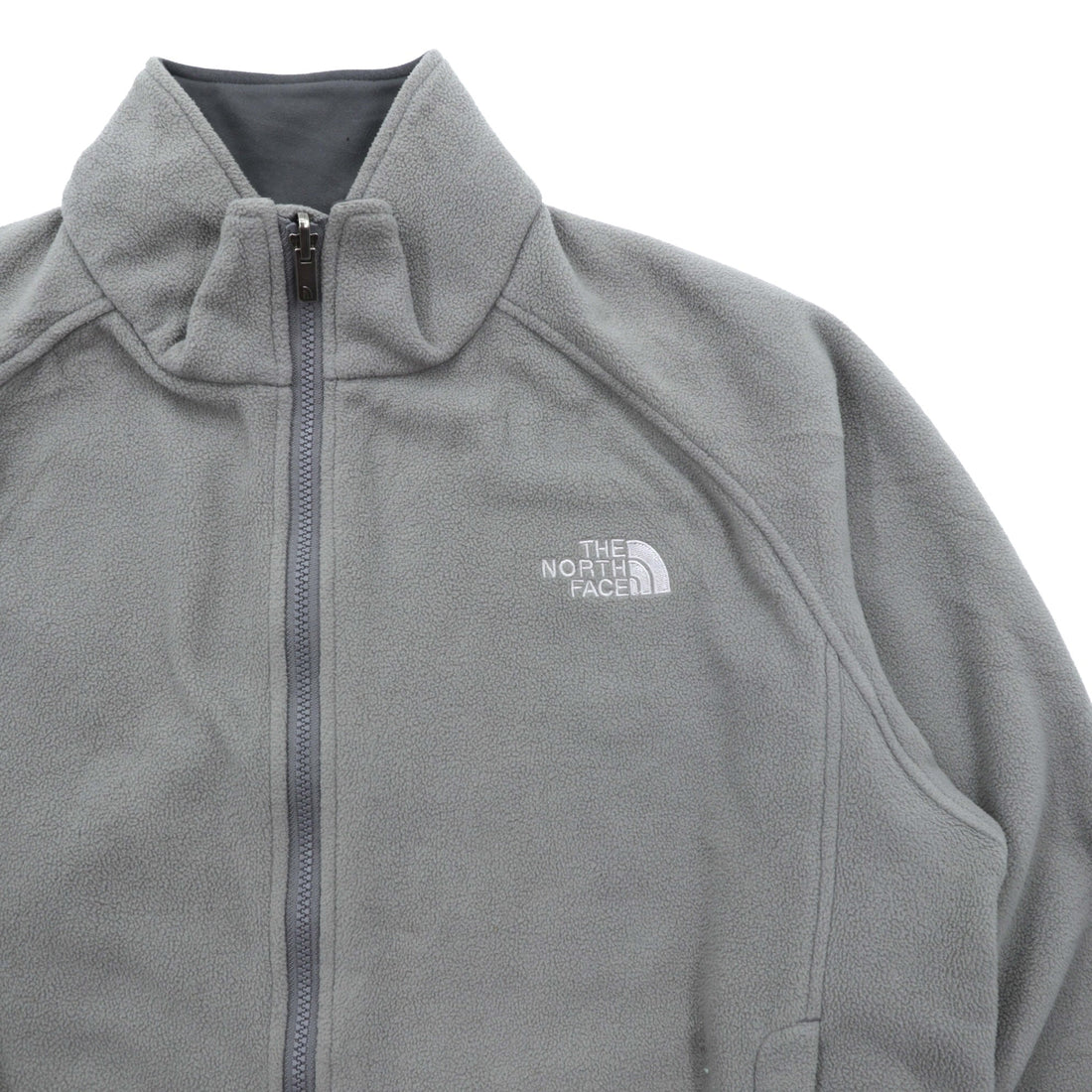 THE NORTH FACE Full Zip Fleece Jacket M Gray Stand Collar AXM6