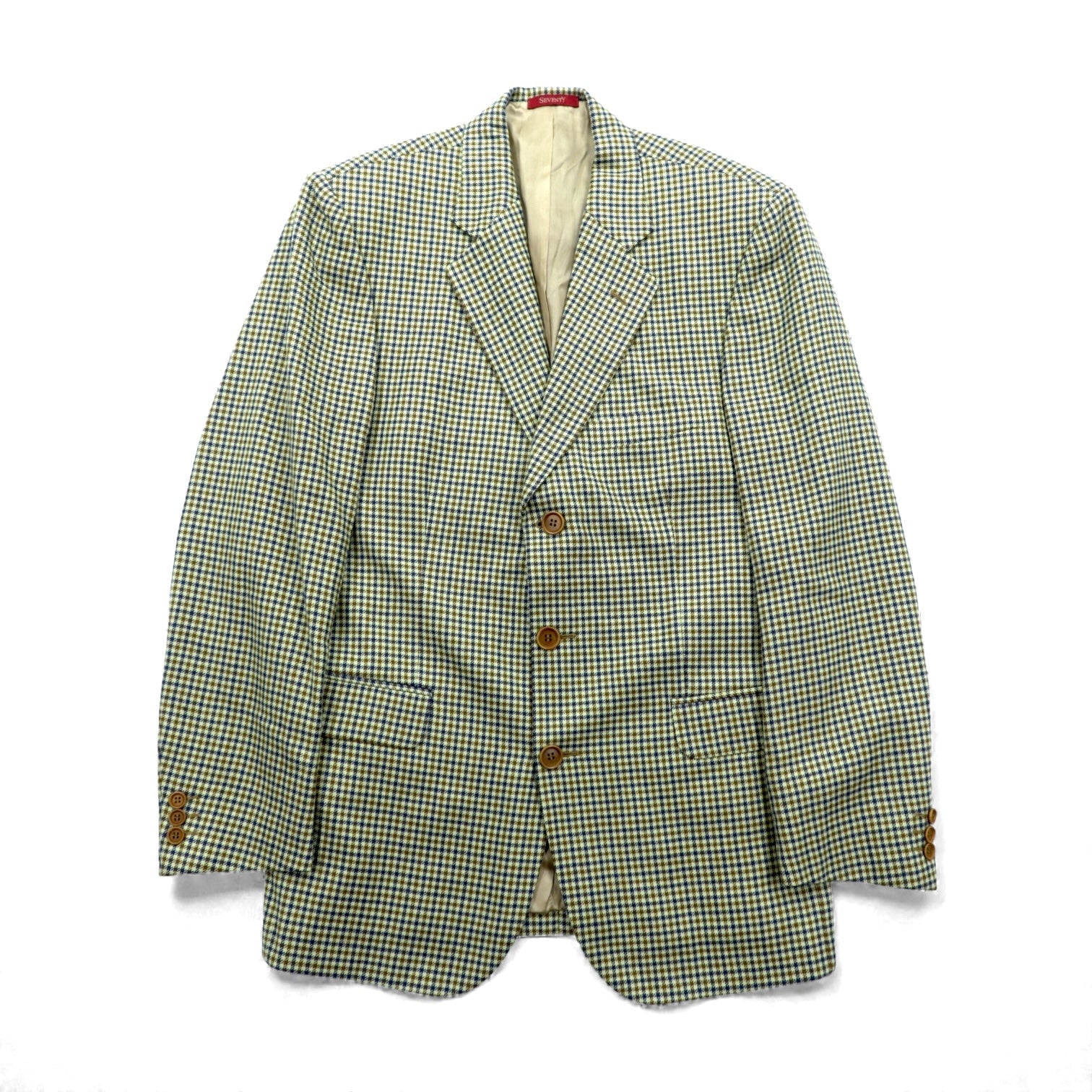 SEVENTY イタリア製 ツイード 3B テーラードジャケット ブレザー M ベージュ ウール グレンチェック
