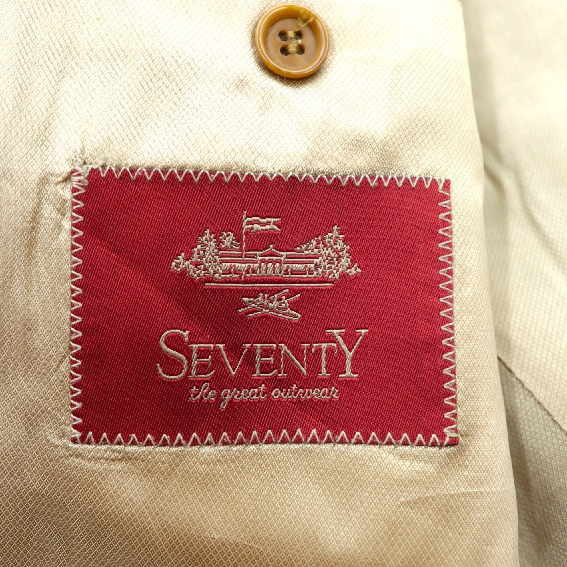 SEVENTY イタリア製 ツイード 3B テーラードジャケット ブレザー M ベージュ ウール グレンチェック