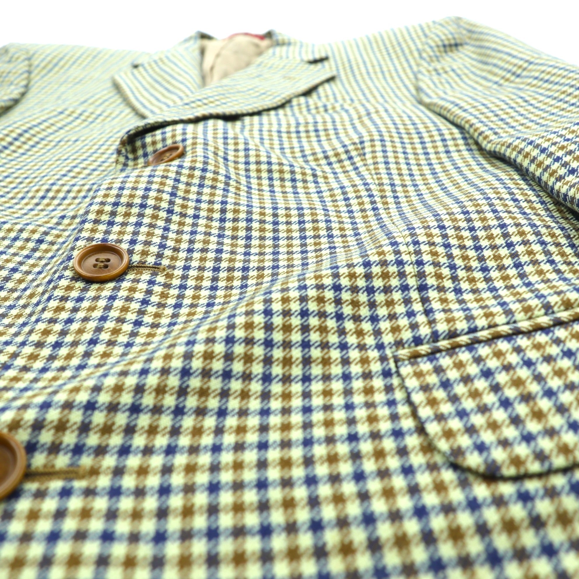 SEVENTY イタリア製 ツイード 3B テーラードジャケット ブレザー M ベージュ ウール グレンチェック