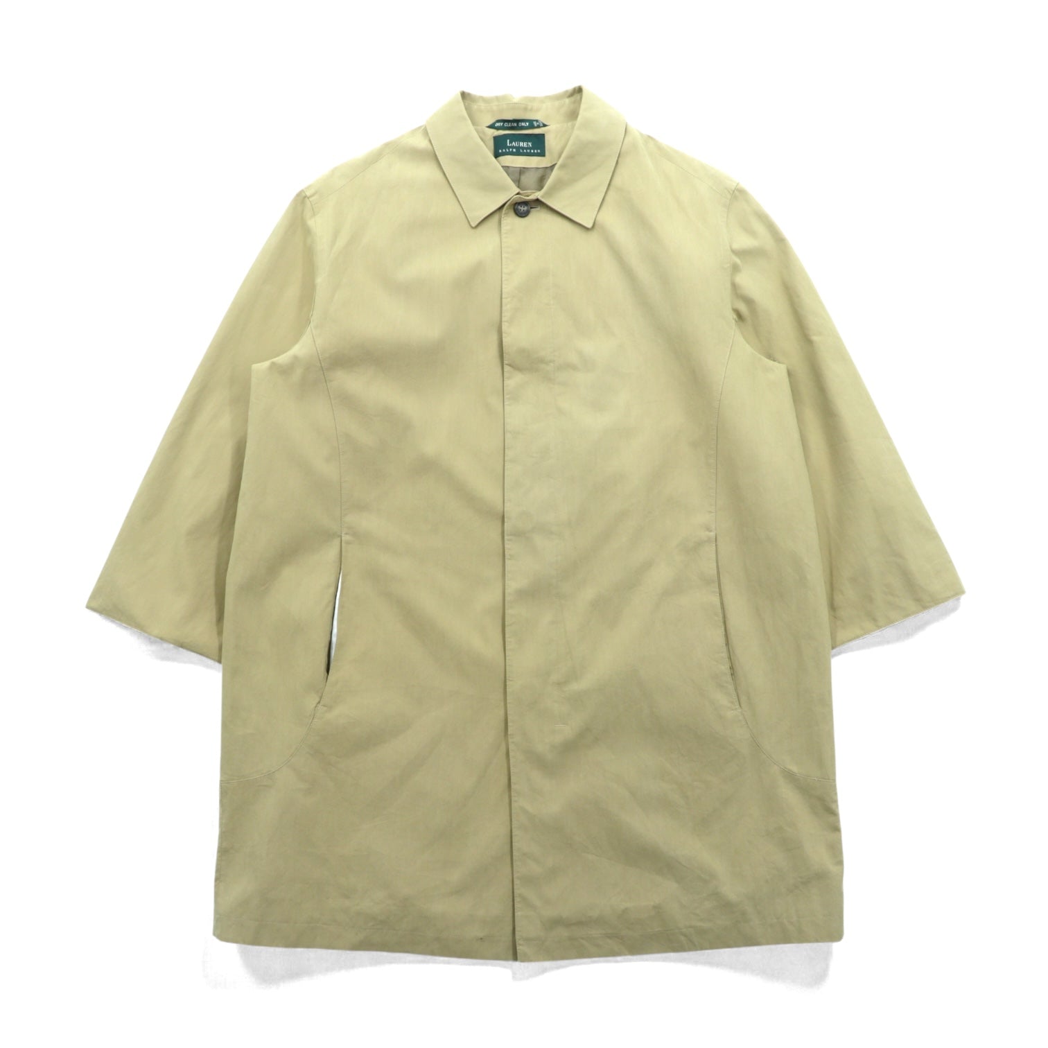 LAUREN RALPH LAUREN 90年代 ピーチスキン バルマカーンコート ステンカラーコート L ベージュ 比翼 コットン
