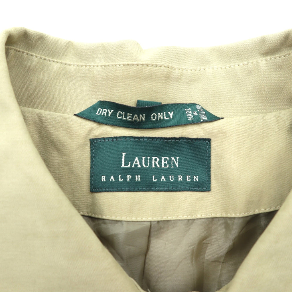LAUREN RALPH LAUREN 90年代 ピーチスキン バルマカーンコート ステンカラーコート L ベージュ 比翼 コットン