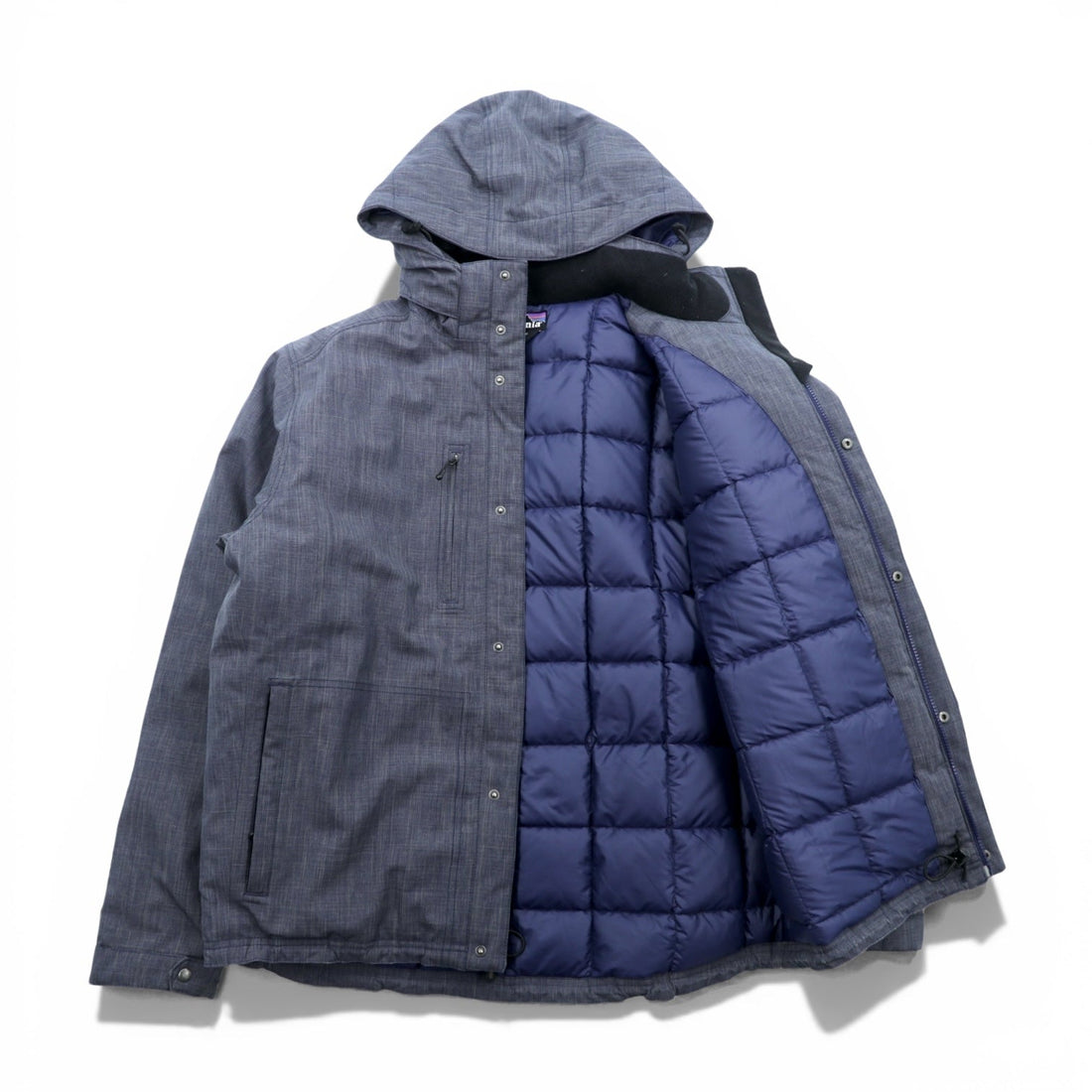 Patagonia Wanaka Down Jacket, Large, Navy, H2NO Waterproof, Detachable Hood, Drawcord, 28471 (Discontinued)