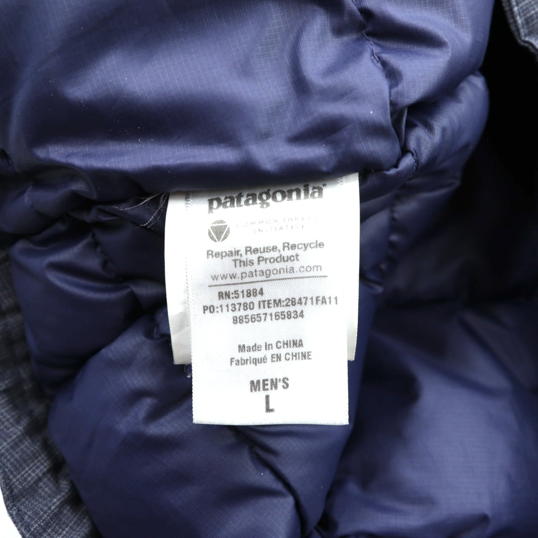Patagonia Wanaka Down Jacket, Large, Navy, H2NO Waterproof, Detachable Hood, Drawcord, 28471 (Discontinued)