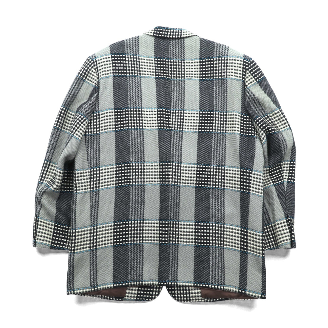 Carmina Uomo 90s Vintage Tweed 2B Tailored Jacket, Leather, Size L, Gray Wool Check